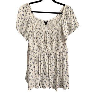 Torrid Smocked Knit Babydoll Flutter Sleeve Top